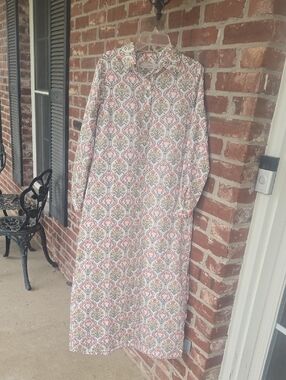 LOFT Long Floral Maxi Dress in Pink and Cream